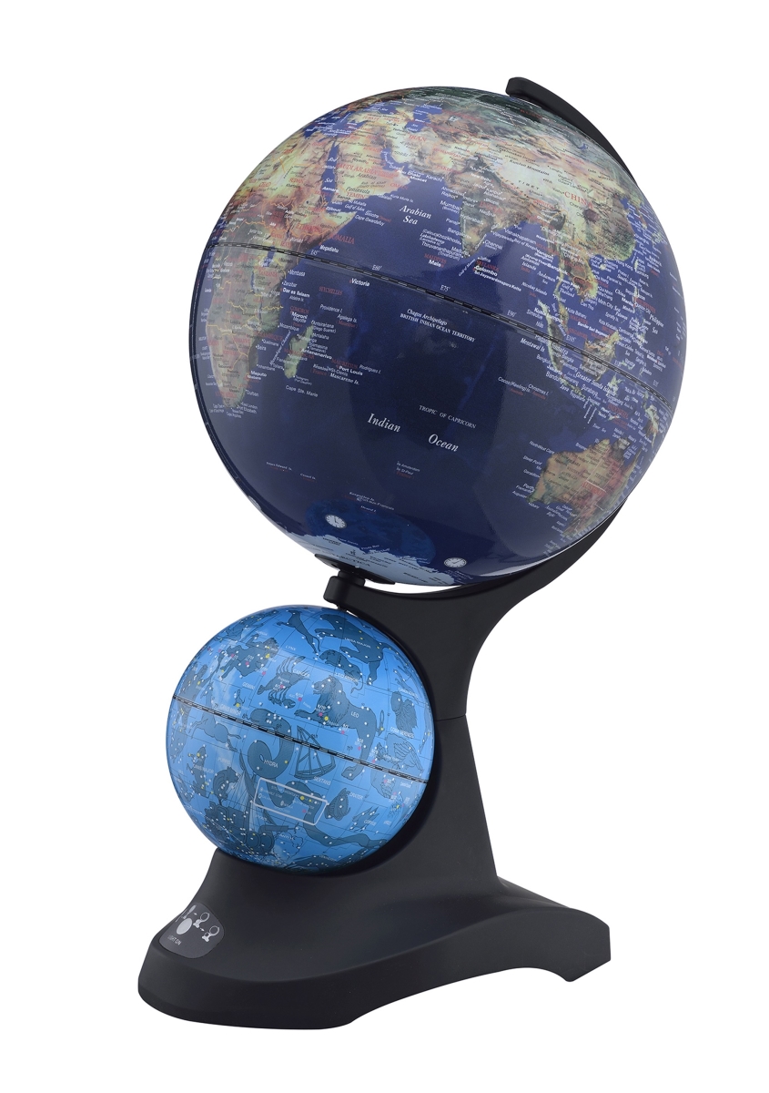 18 in. Black & Navy Polyresin Dual Globe, Blue & Black