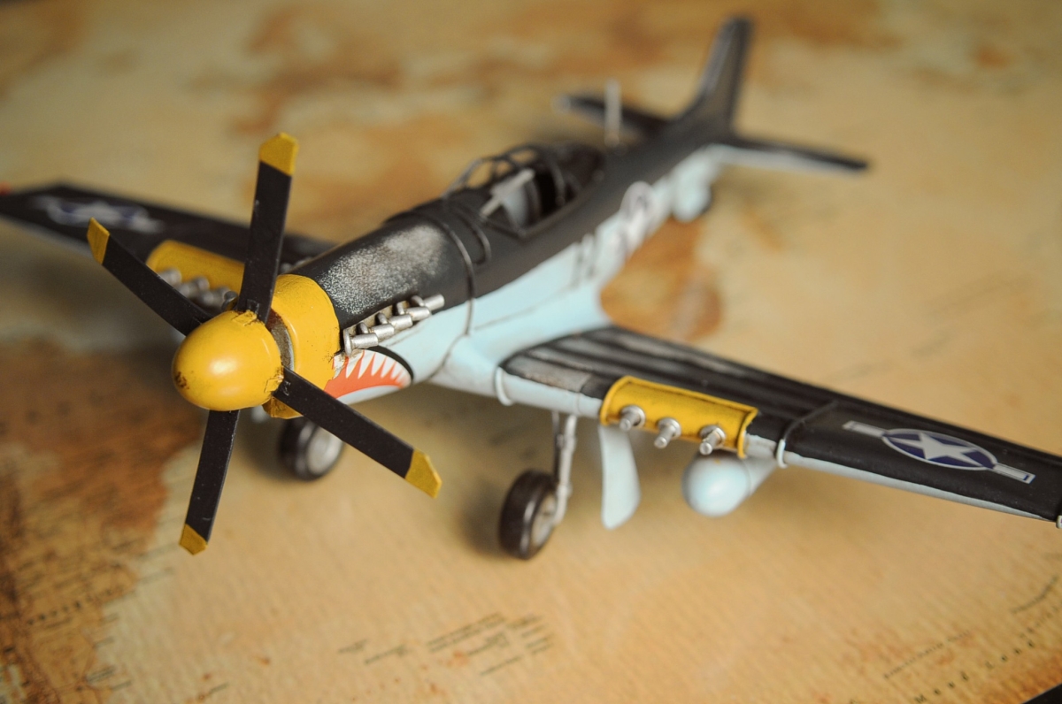6 in. Metal Hand Painted Decorative Airplane, Steel