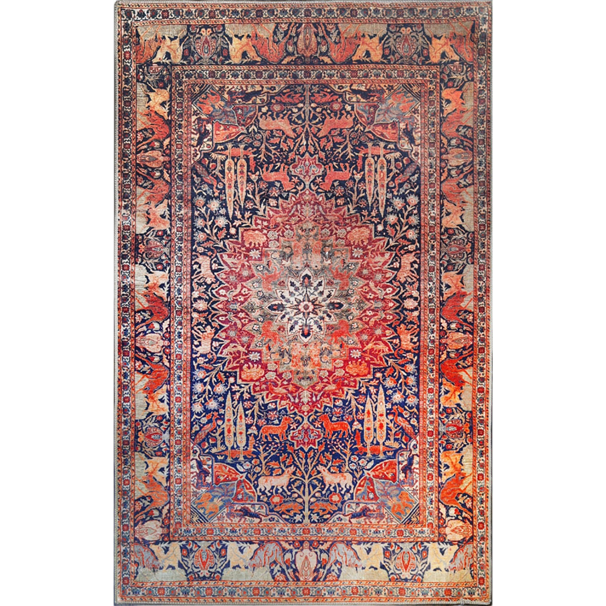 5 x 8 ft. Medallion Stain Resistant Rectangle Area Rug - Brown