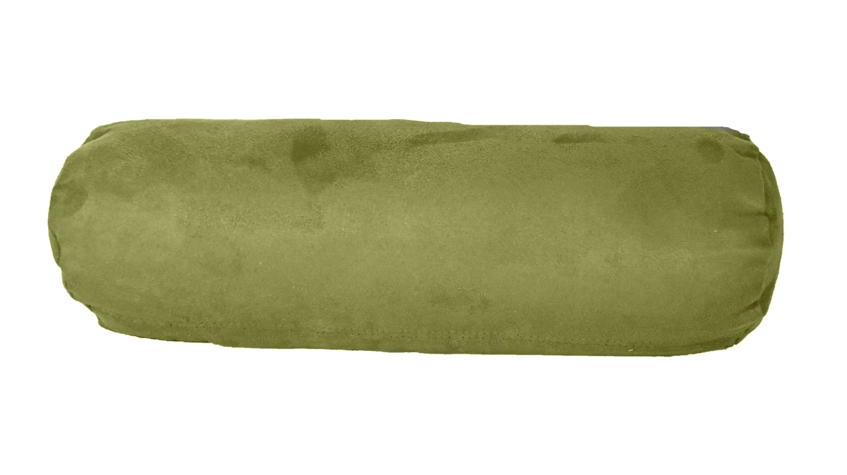 478978 8 x 20 in. Bolster Zippered Microsuede Solid Color Bolster Pillow, Moss Green