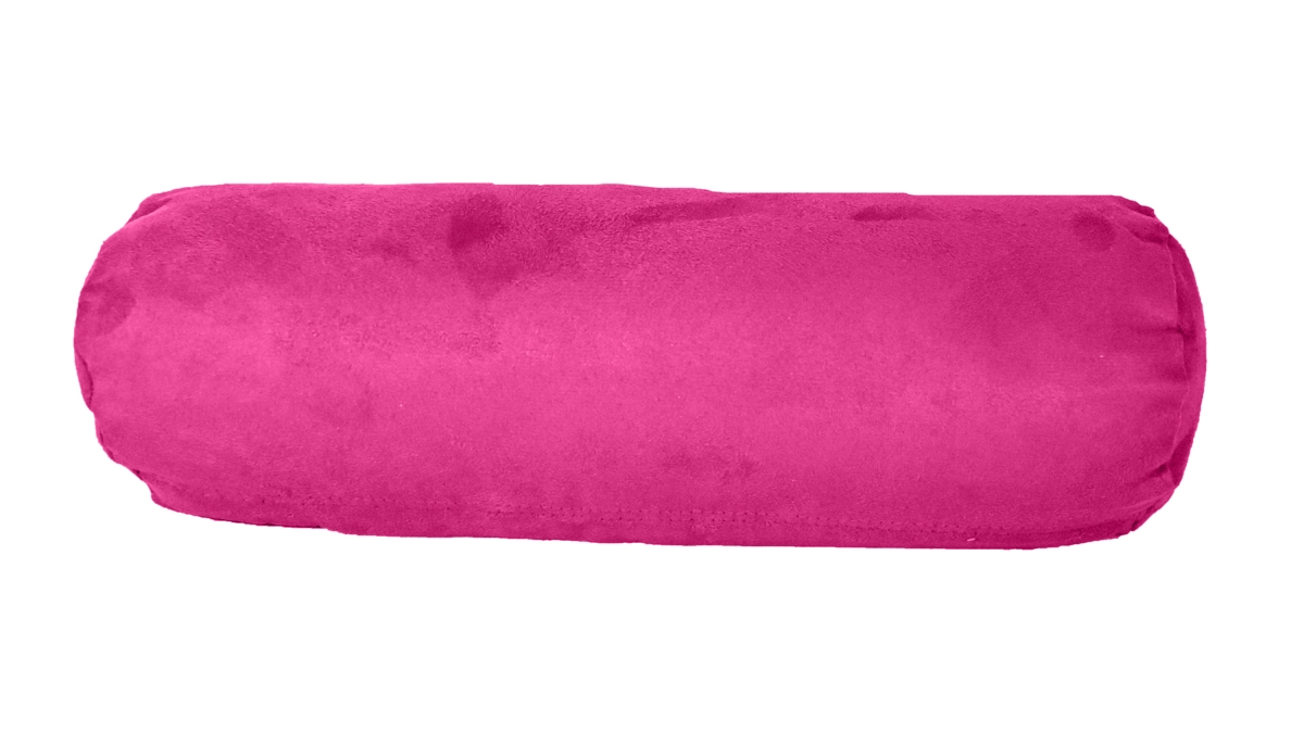 8 x 20 in. Bolster Zippered Microsuede Solid Color Bolster Pillow, Fuchsia