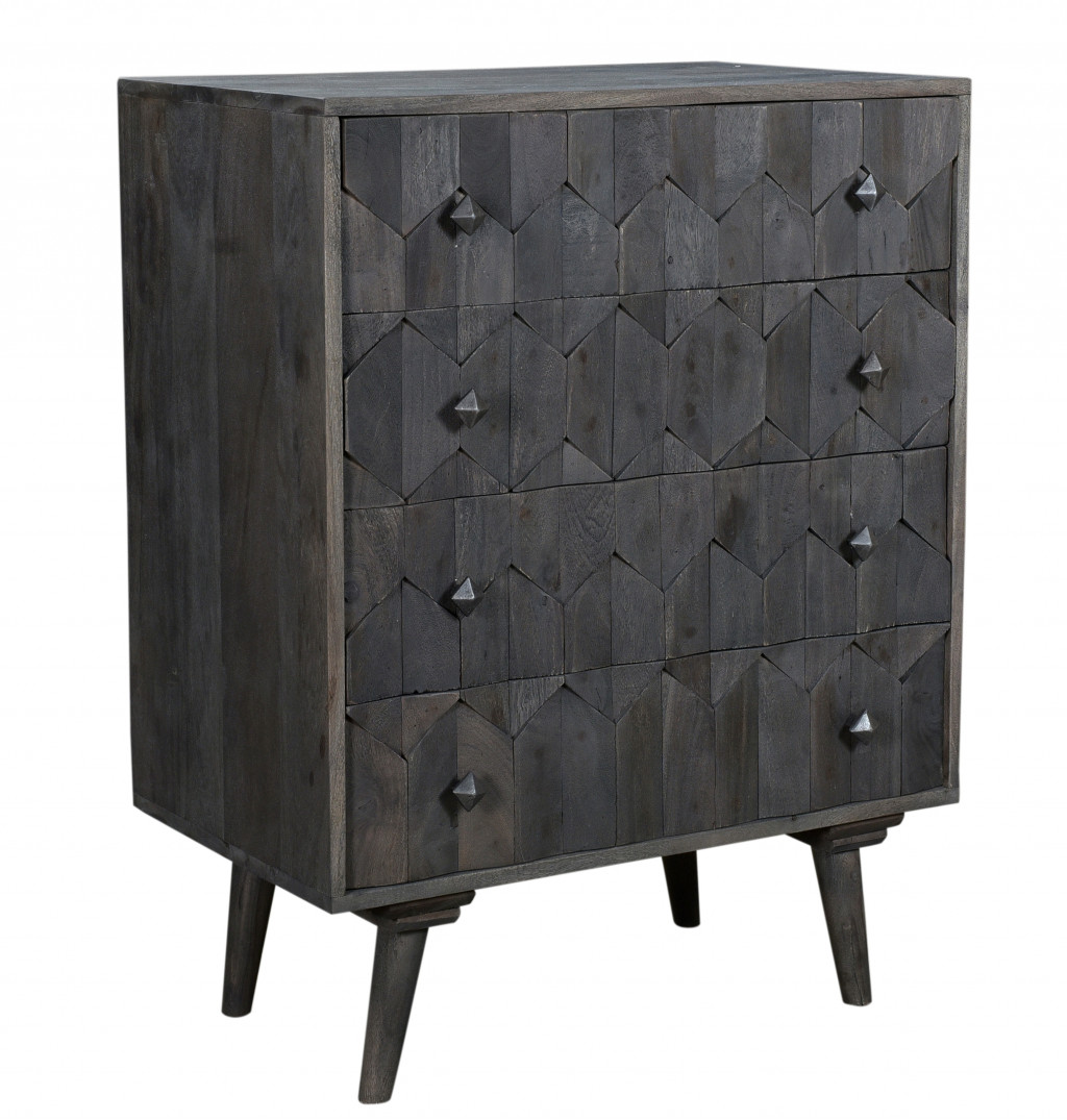 27 in. Solid Wood Four Drawer Standard Dresser, Dark Gray -  Gfancy Fixtures, GF3111260