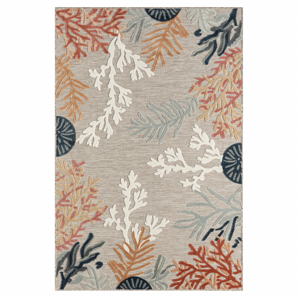 483054 5 x 7 ft. Coastal Coral Indoor & Outdoor Rectangle Area Rug, Multi Color