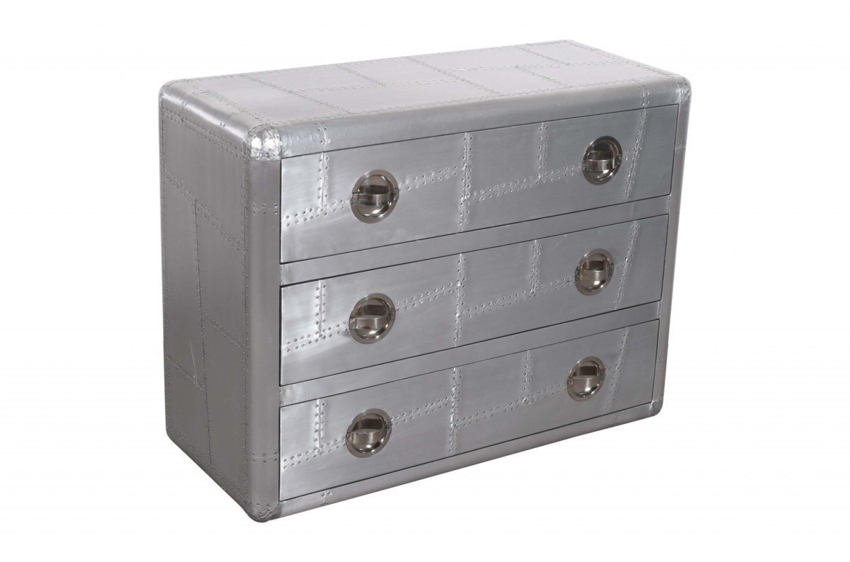 42 in. Aluminum Three Drawer Standard Dresser, Silver