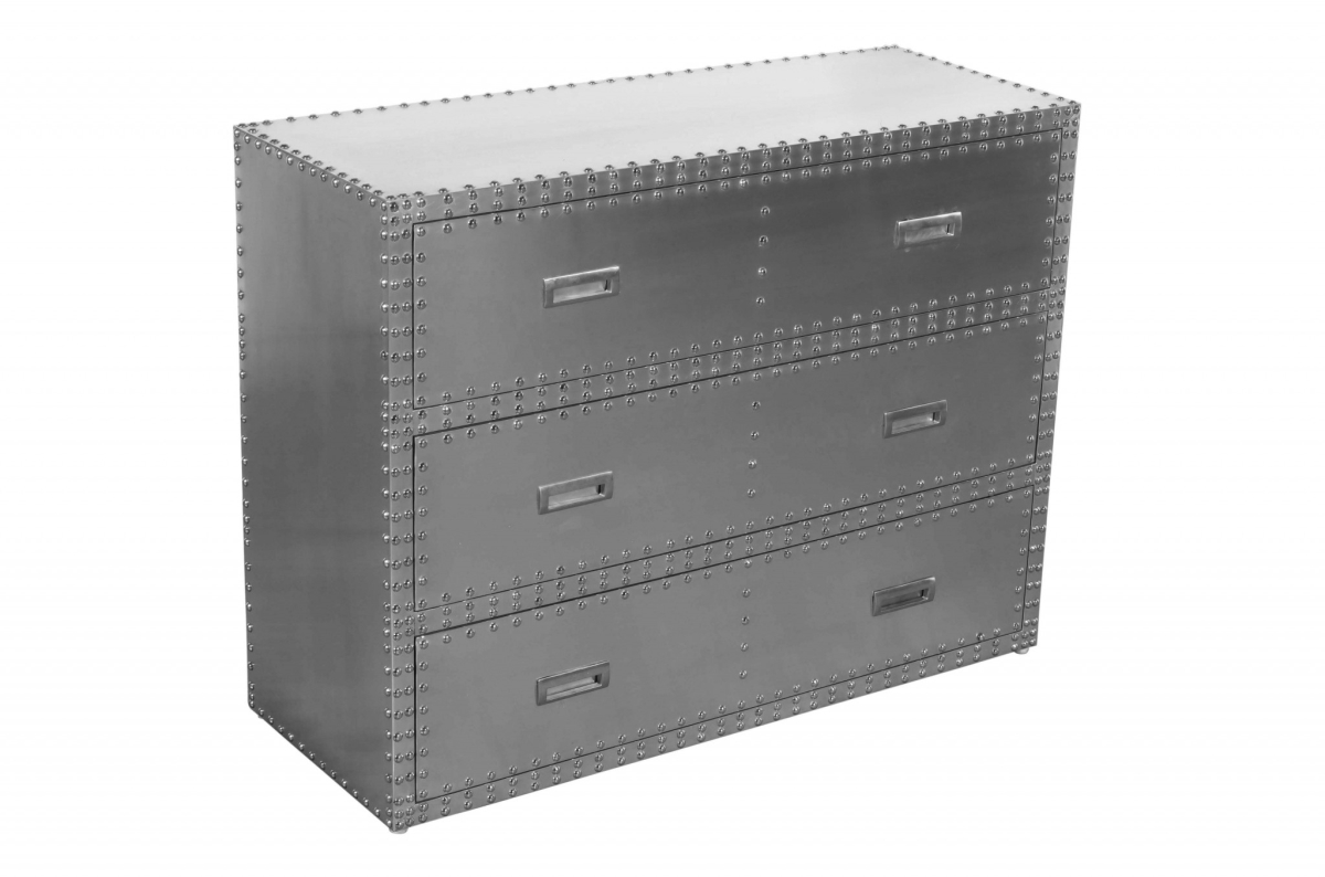 42 in. Aluminum Three Drawer Standard Dresser, Silver