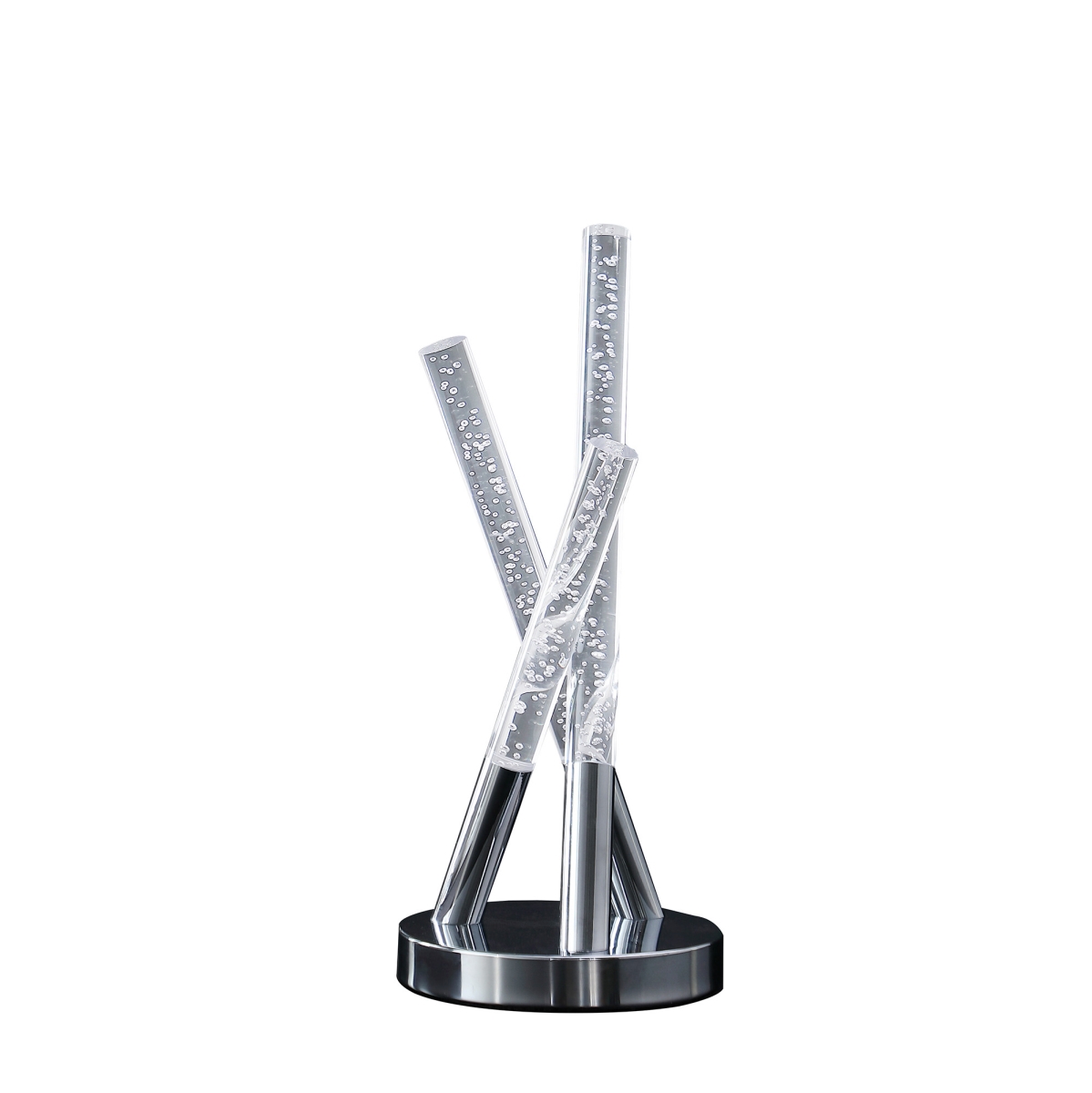 15 in. Acrylic & Metal Three Rod Abstract Table Lamp, Silver