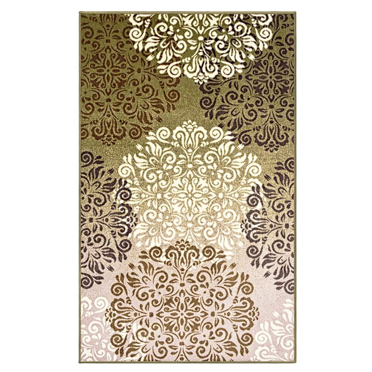5 x 8 ft. Floral Power Loom Non Skid Rectangle Area Rug, Green & Brown