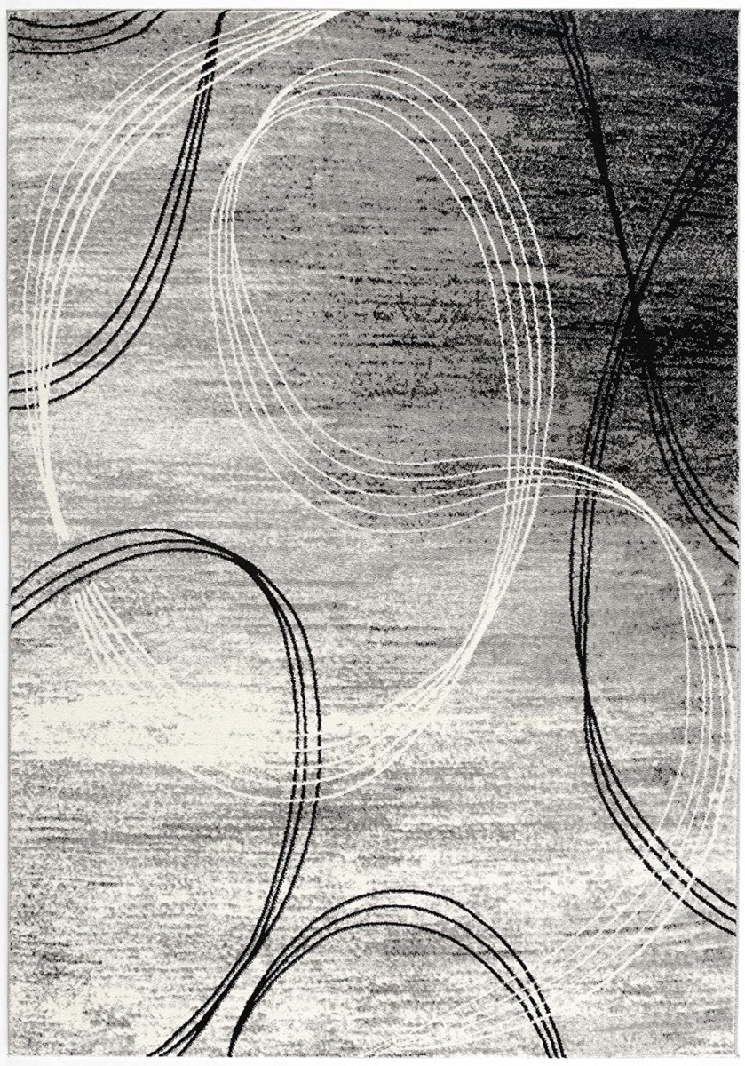 3 x 8 ft. Abstract Power Loom Stain Resistant Rectangle Area Rug, Grey