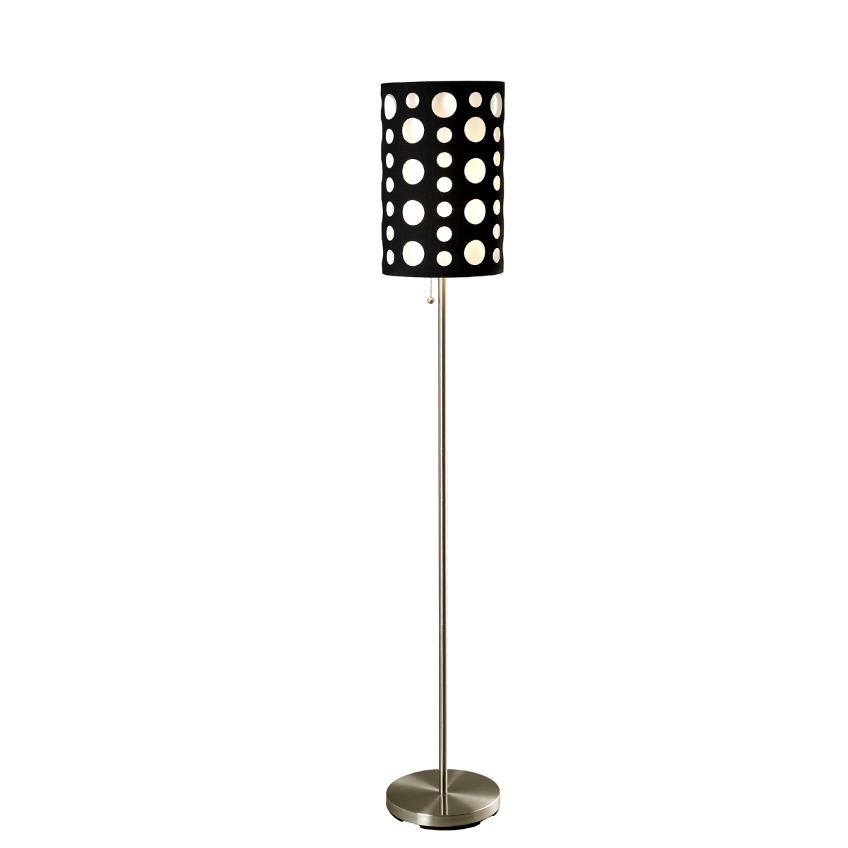 66 in. Novelty Floor Lamp with Black & White Drum Shade, Steel