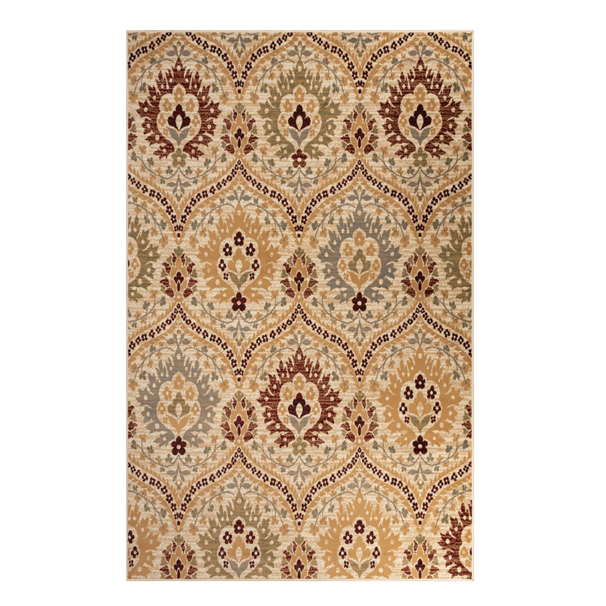 2 x 3 ft. Floral Stain Resistant Rectangle Area Rug - Camel - Gray & Rust