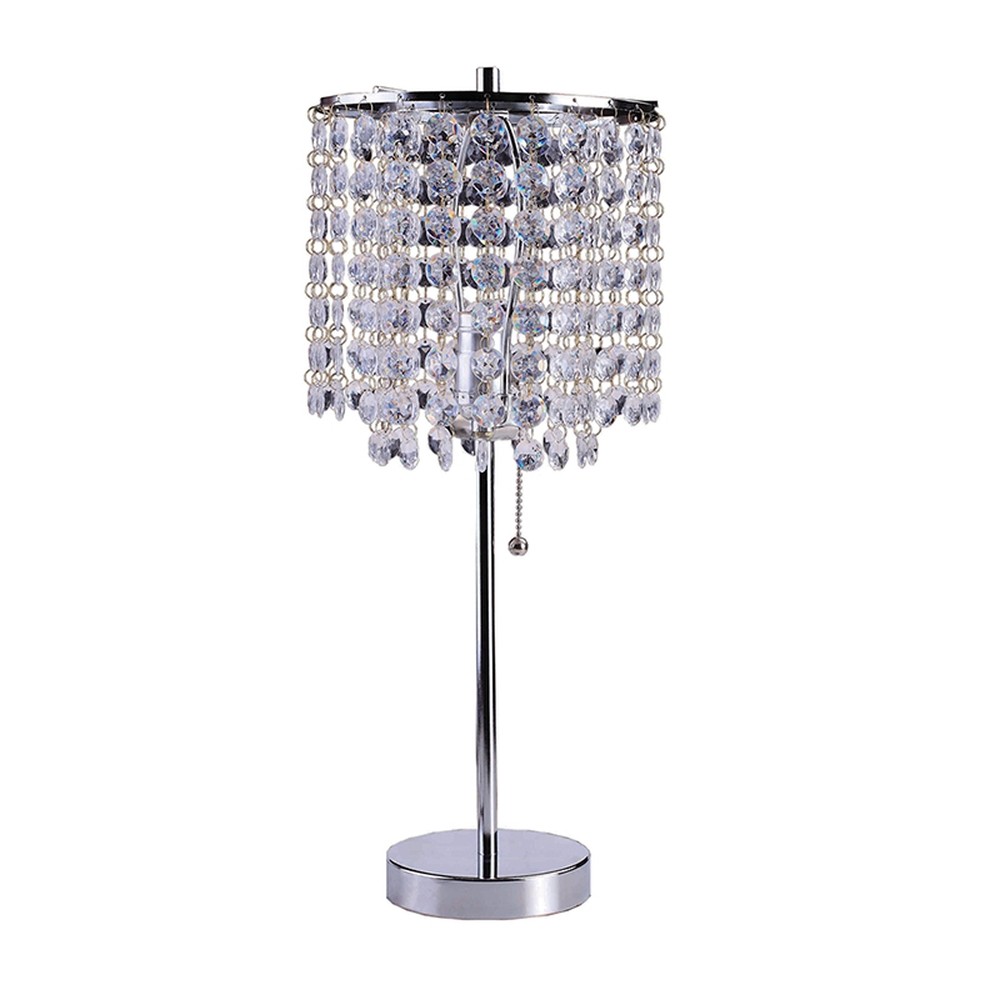 20 in. Modern Tall Crystal Chandelier Lamp, Silver