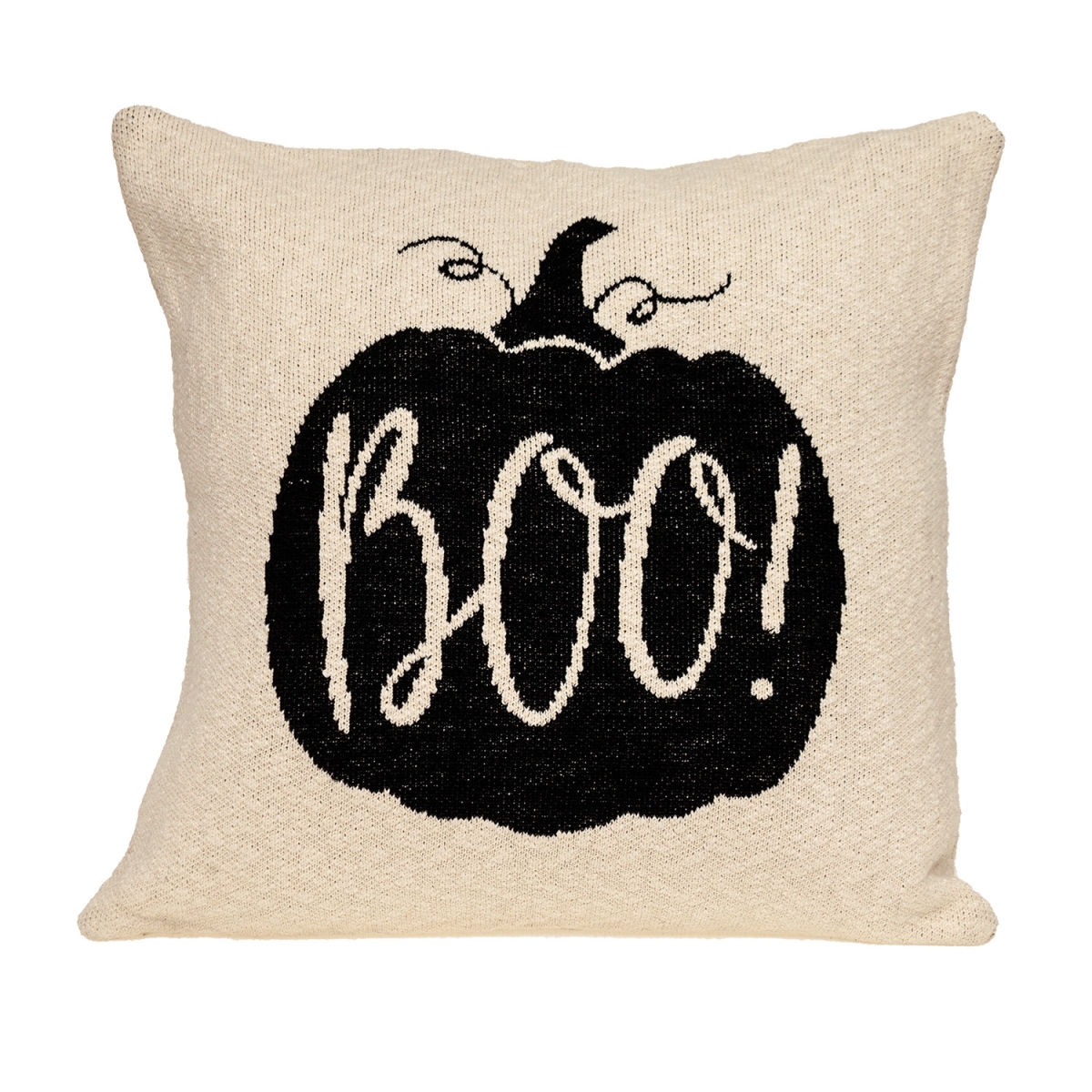 20 x 20 in. Pumpkin Boo Square Accent Throw Pillow, Cream & Black