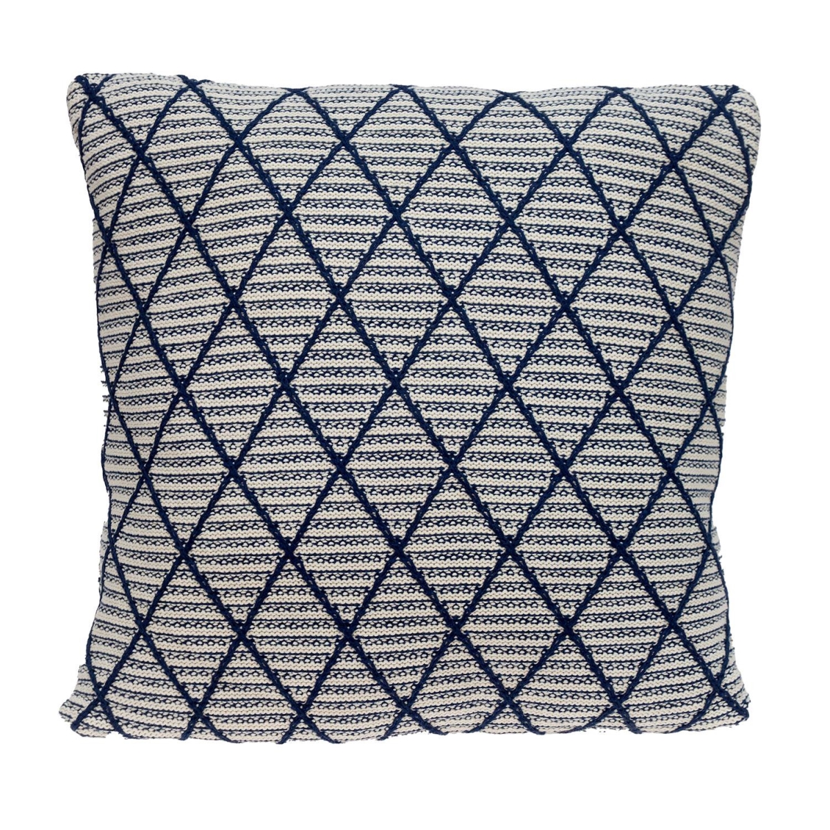 476196 20 x 20 in. Argyle Transitional Accent Throw Pillow, Off White & Blue
