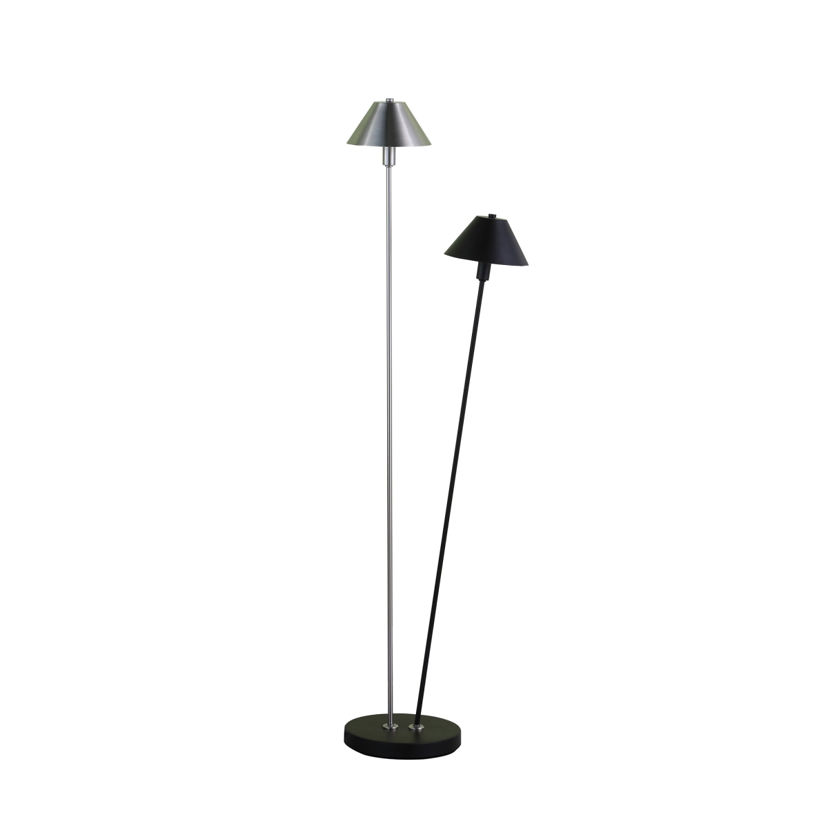 48 in. Two Lights LED Novelty Floor Lamp with Black & Silver Empire Shade, Nickel