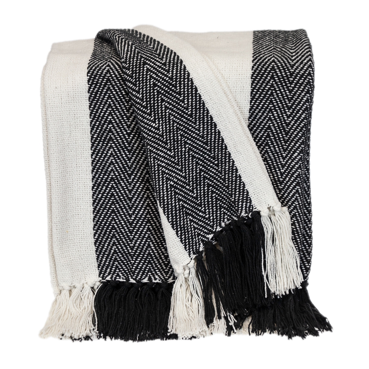 60 x 50 in. Parkland Transitional Stripe Rectangle Throw Blankets, Black