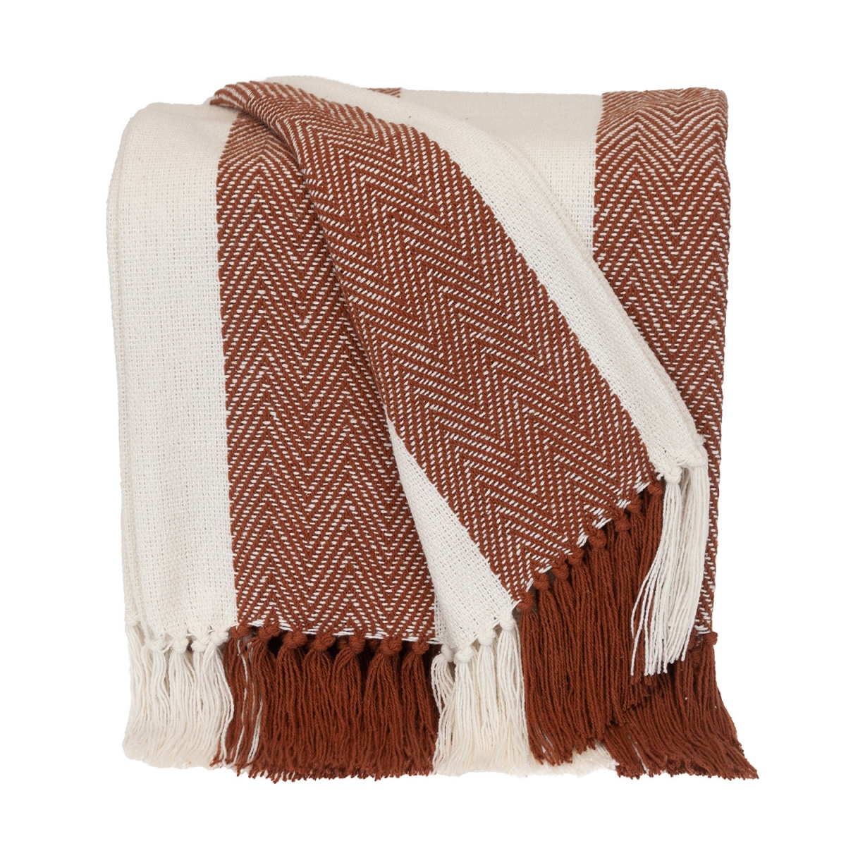 478679 60 x 50 in. Parkland Transitional Stripe Rectangle Throw Blankets, Rust