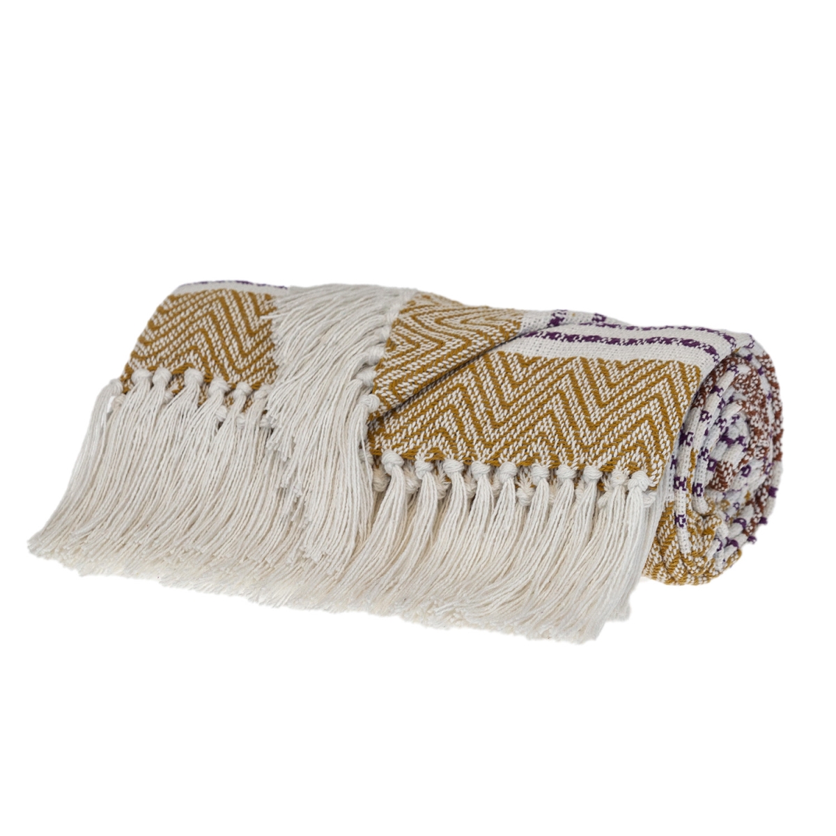 478689 50 x 60 in. Parkland Transitional Stripes Rectangle Throw Blankets, Mustard