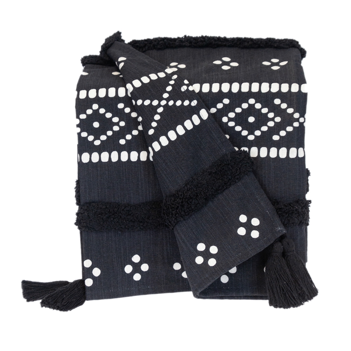 50 x 60 in. Parkland Transitional Stripes & Dots Throw Blankets, Black
