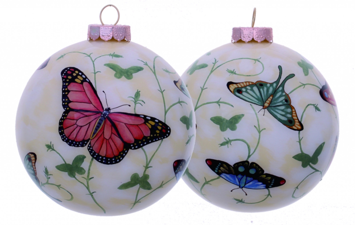 Picture of HomeRoots 477453 Colorful Butterflies Hand Painted Mouth Blown Glass Ornament, Multi Color