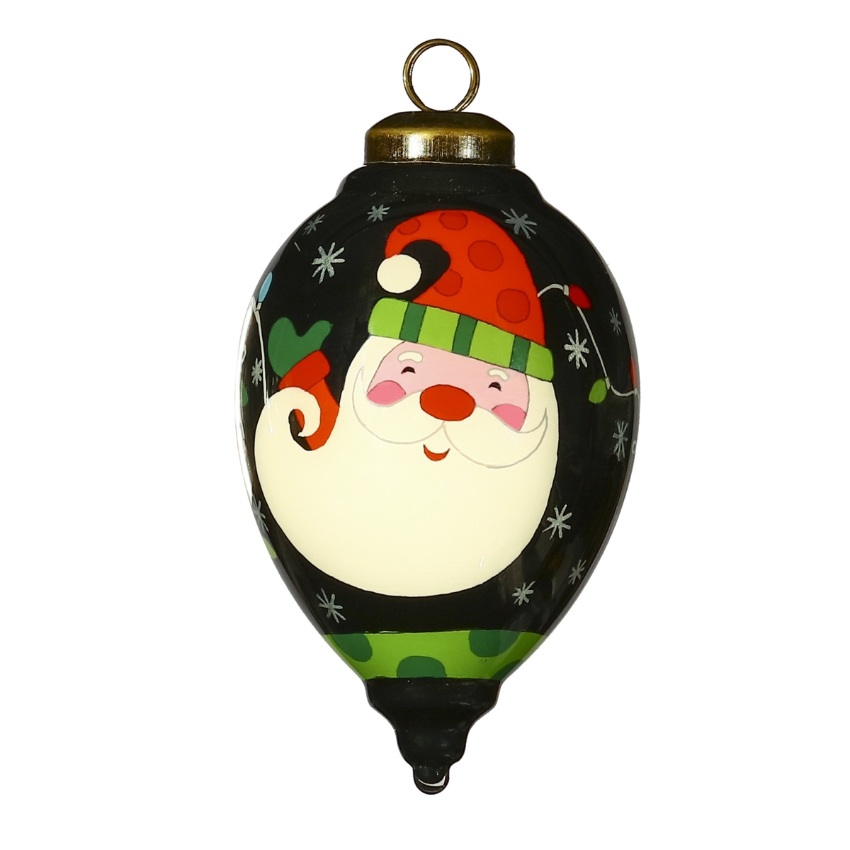 Picture of HomeRoots 477461 Santa in Holiday Lights Hand Painted Mouth Blown Glass Ornament, Multi Color