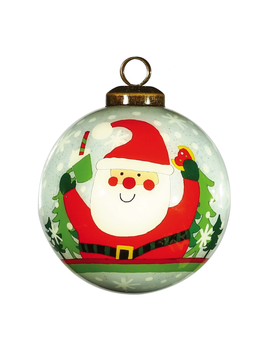 Picture of HomeRoots 477463 Festive Glitter Santa Hand Painted Mouth Blown Glass Ornament, Multi Color