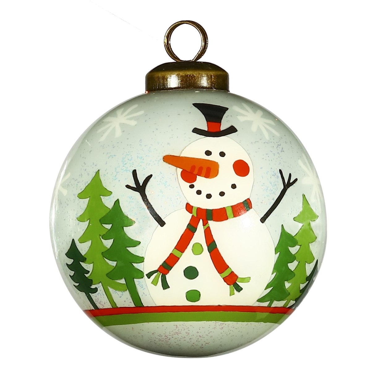 Picture of HomeRoots 477464 Festive Glitter Snowman Hand Painted Mouth Blown Glass Ornament, Multi Color