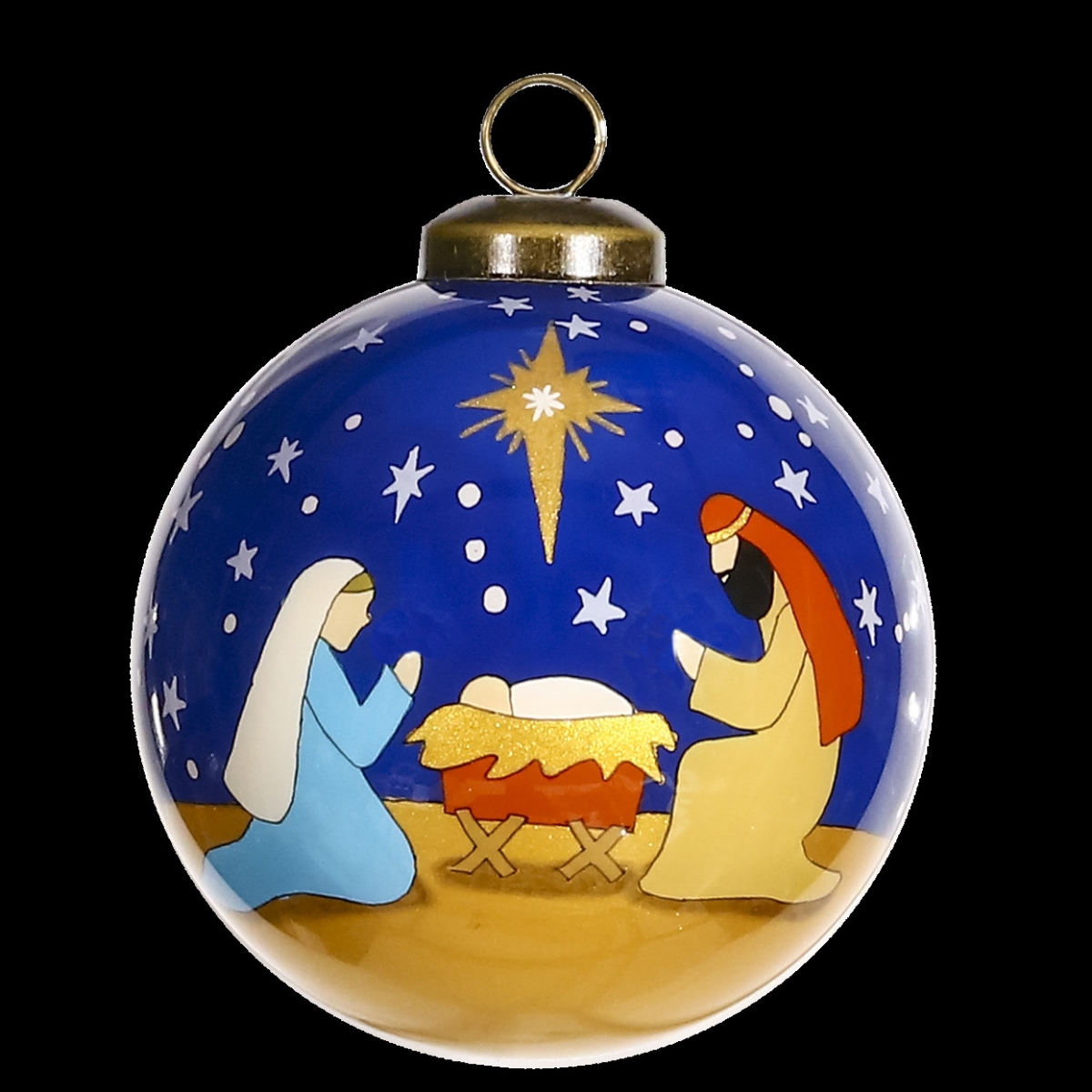 Picture of HomeRoots 477474 Silent Night Hand Painted Mouth Blown Glass Ornament, Multi Color