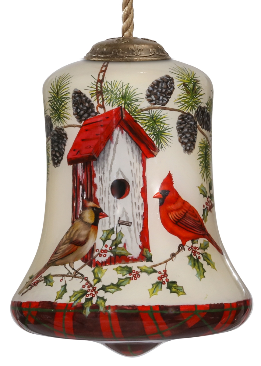 Picture of HomeRoots 477482 Cardinal Home Sweet Home Hand Painted Mouth Blown Glass Ornament, Multi Color