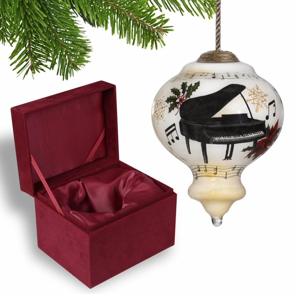 Picture of HomeRoots 477488 Grand Christmas Piano Hand Painted Mouth Blown Glass Ornament, Multi Color