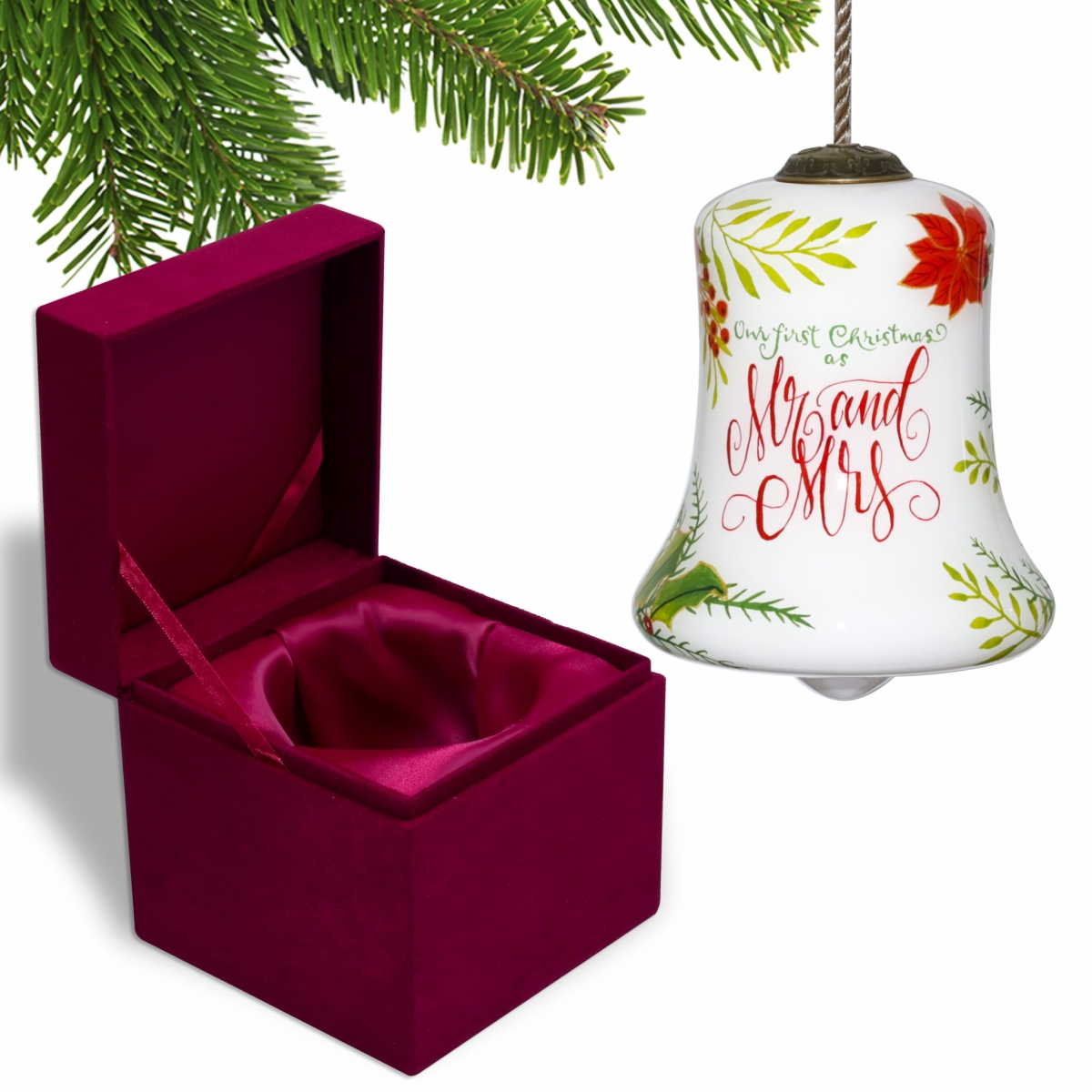 477509 Mr. & Mrs. Our First Christmas Hand Painted Mouth Blown Glass Ornament, Multi Color -  HomeRoots