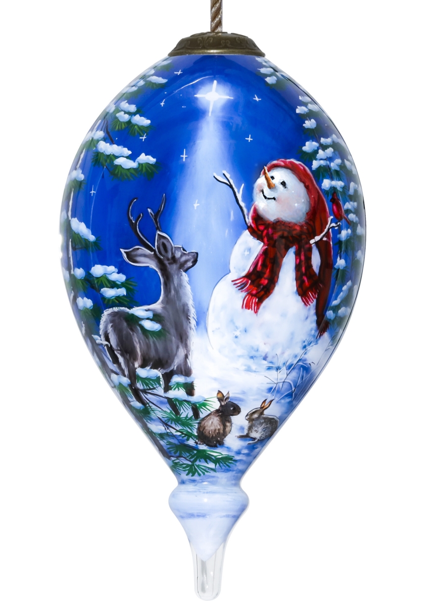 Picture of HomeRoots 477511 Starry Heaven & Snowman Hand Painted Mouth Blown Glass Ornament&#44; Multi Color