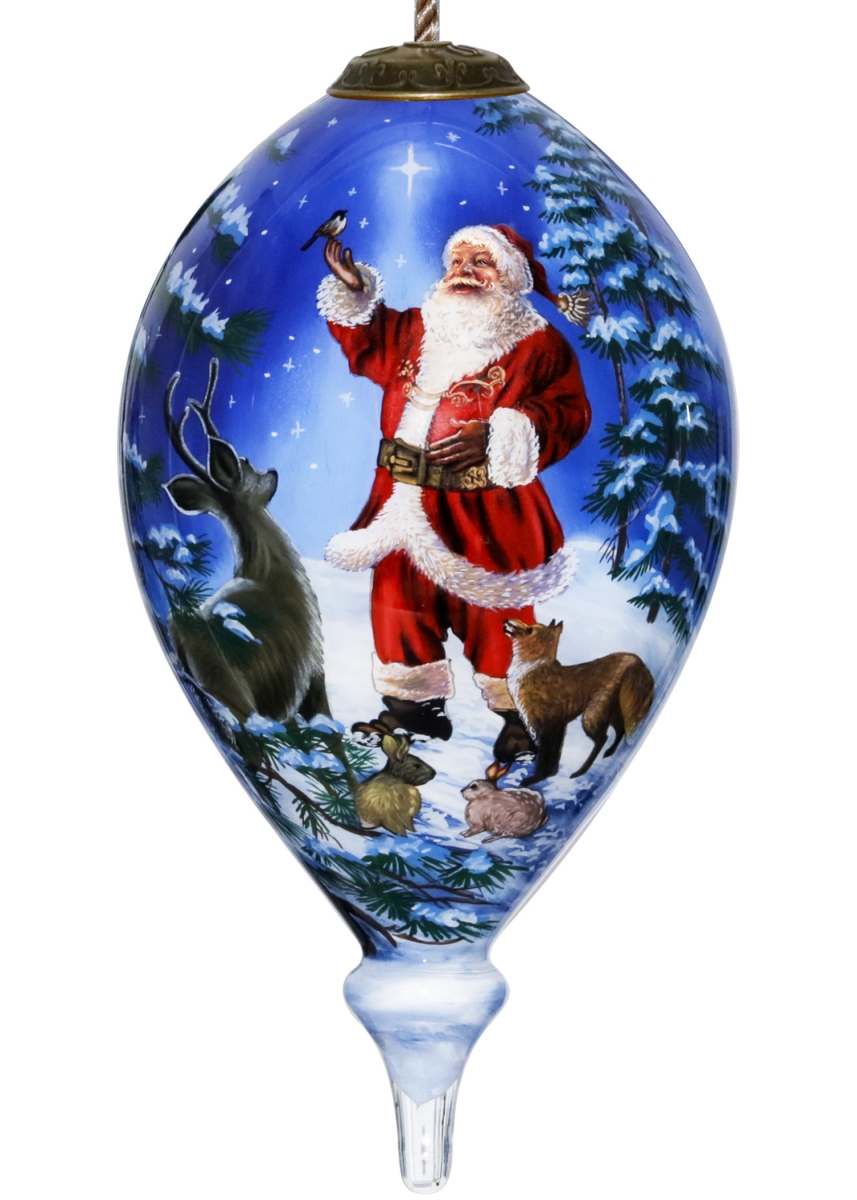Picture of HomeRoots 477512 Starry Heaven & Santa Hand Painted Mouth Blown Glass Ornament&#44; Multi Color