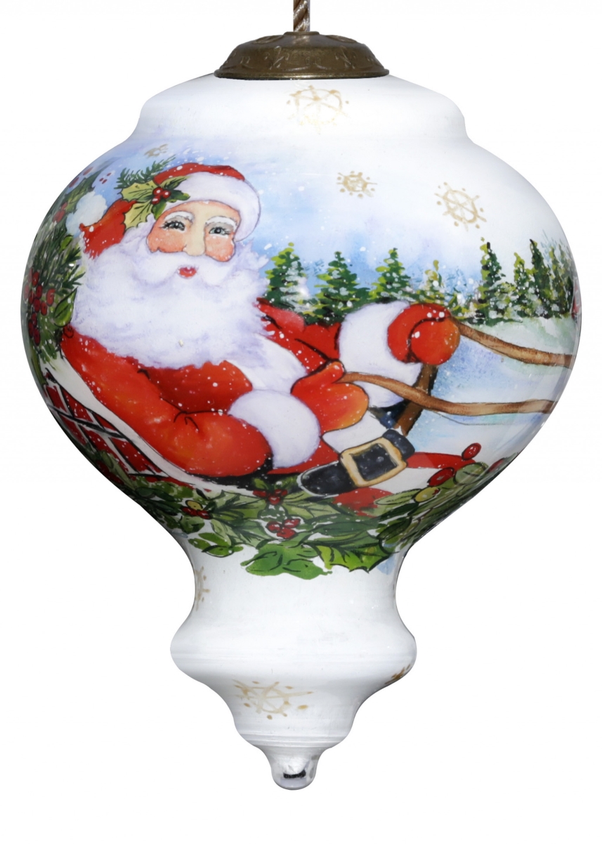 Picture of HomeRoots 477526 Santa Riding A Sleigh Hand Painted Mouth Blown Glass Ornament, Multi Color