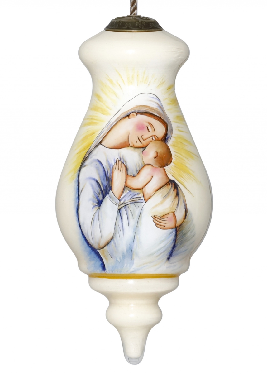 Picture of HomeRoots 477535 Mother Mary with Baby Hand Painted Mouth Blown Glass Ornament, Multi Color