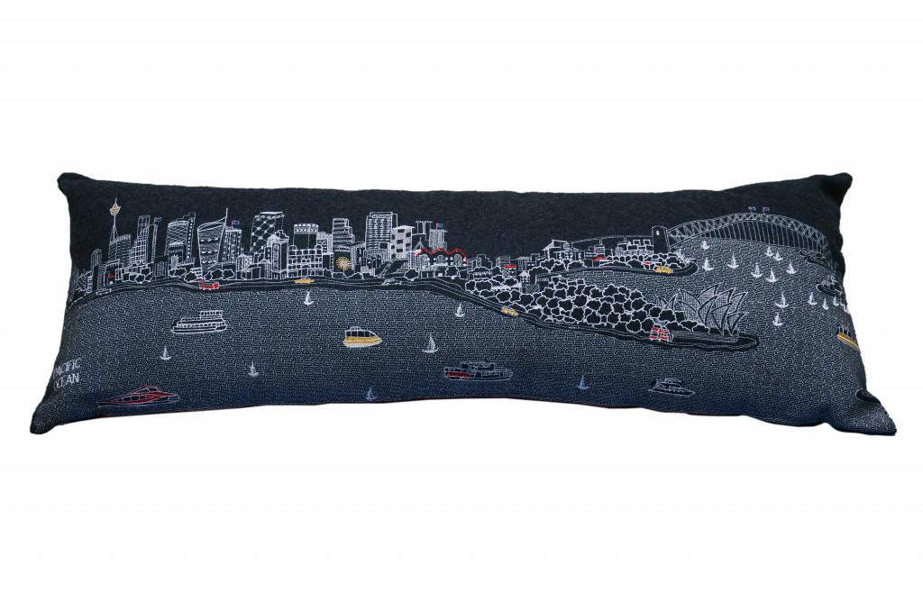 45 in. Sydney Nighttime Skyline Lumbar Decorative Pillow, Black & Grey