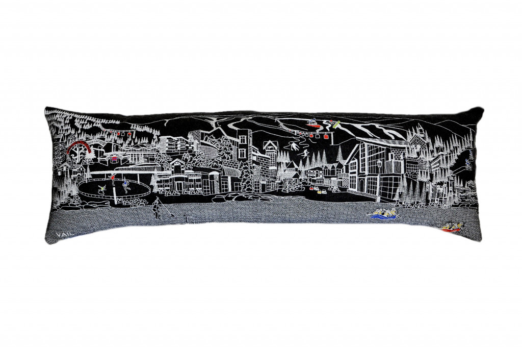 45 in. Blackvail Nighttime Skyline Lumbar Decorative Pillow, Grey