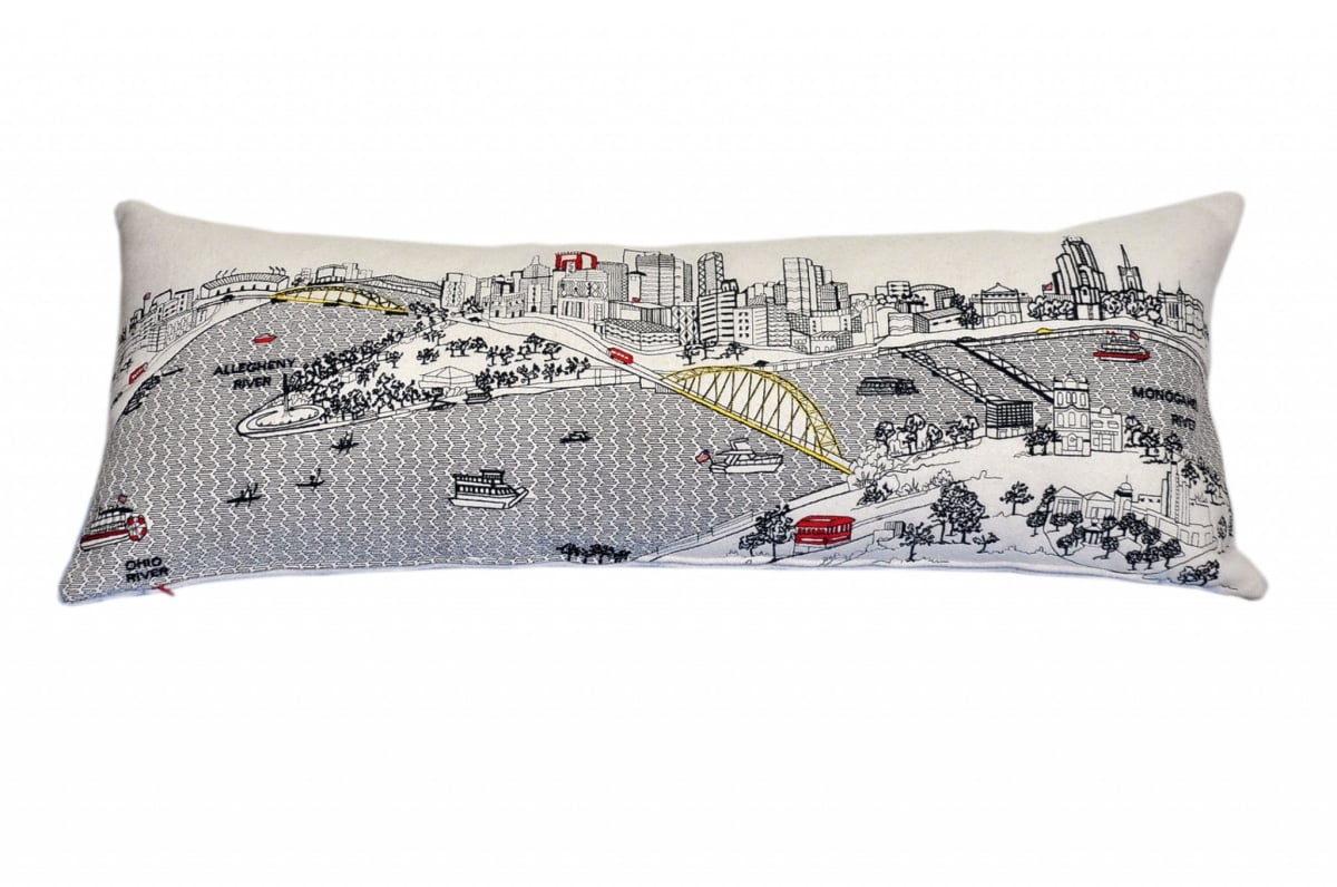 35 in. Pittsburgh Daylight Skyline Lumbar Decorative Pillow, White