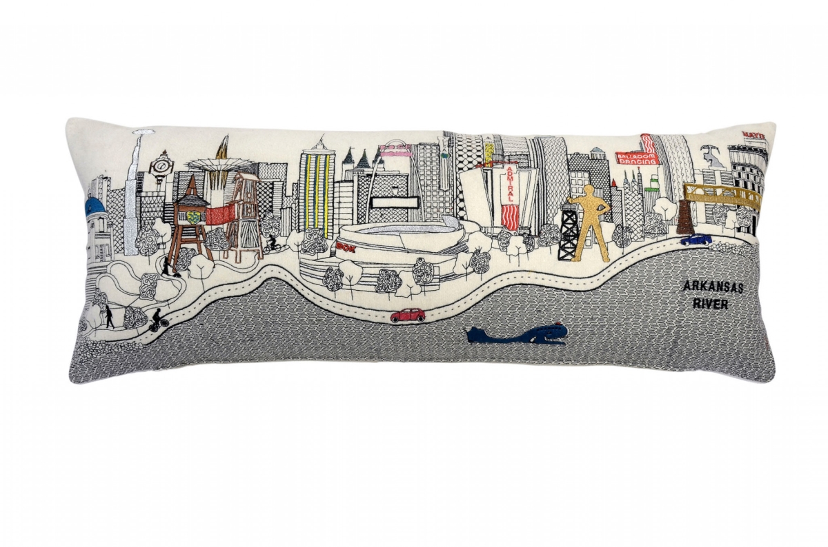 35 in. Tulsa Daylight Skyline Lumbar Decorative Pillow, White