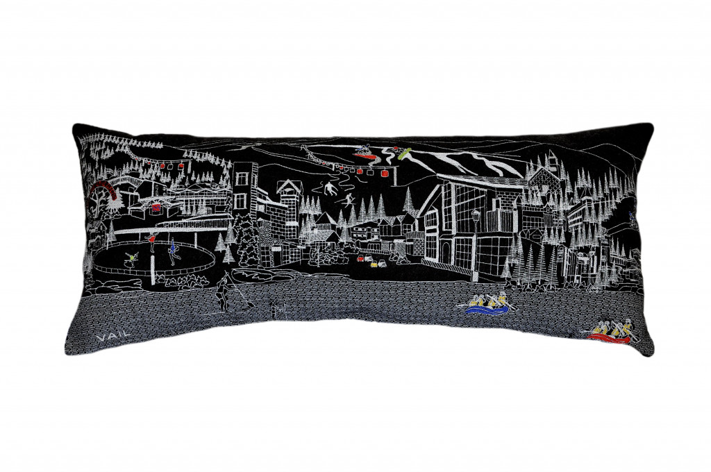 35 in. Blackvail Nighttime Skyline Lumbar Decorative Pillow, Grey