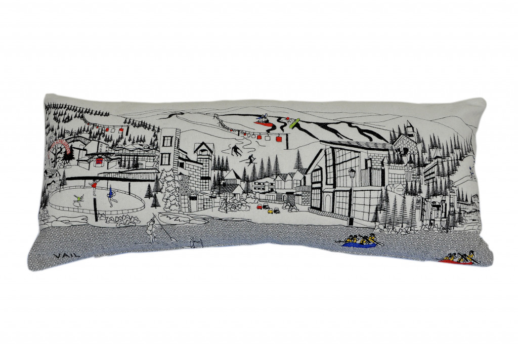 35 in. Vail Daylight Skyline Lumbar Decorative Pillow, White