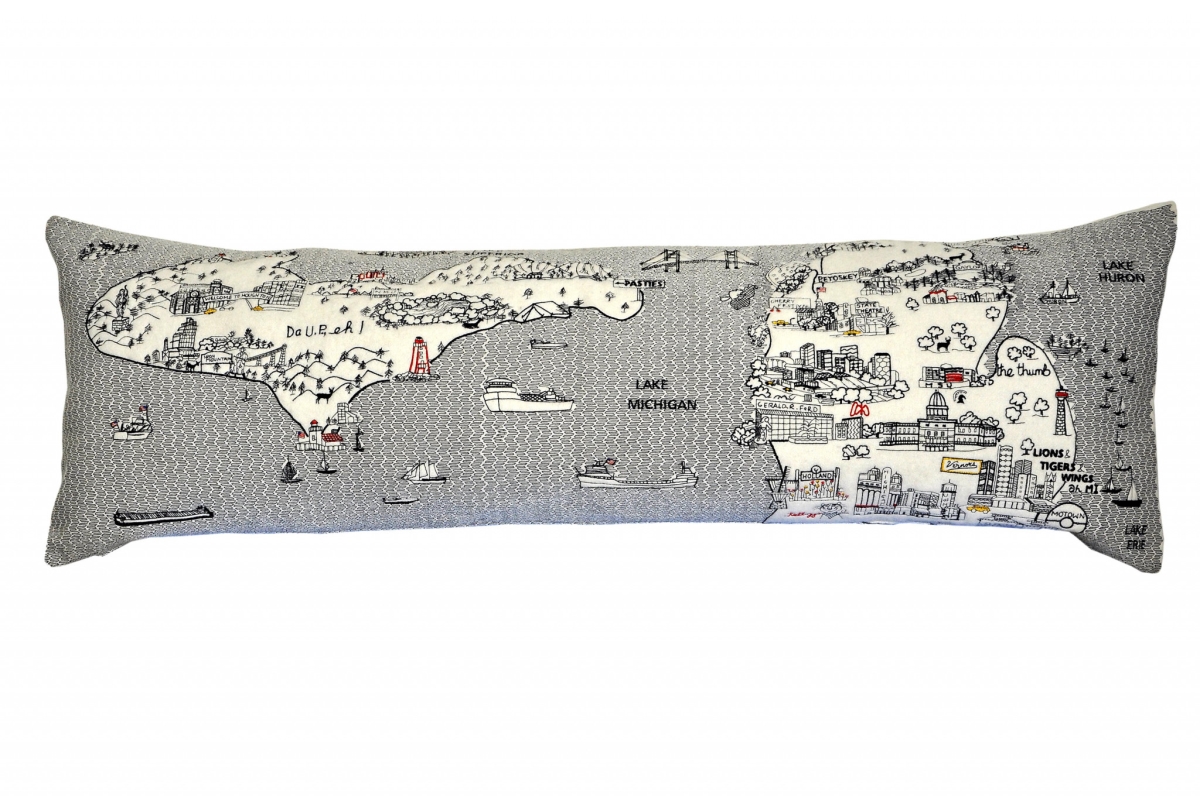 482451 45 in. Michigan Daylight Skyline Lumbar Decorative Pillow, White