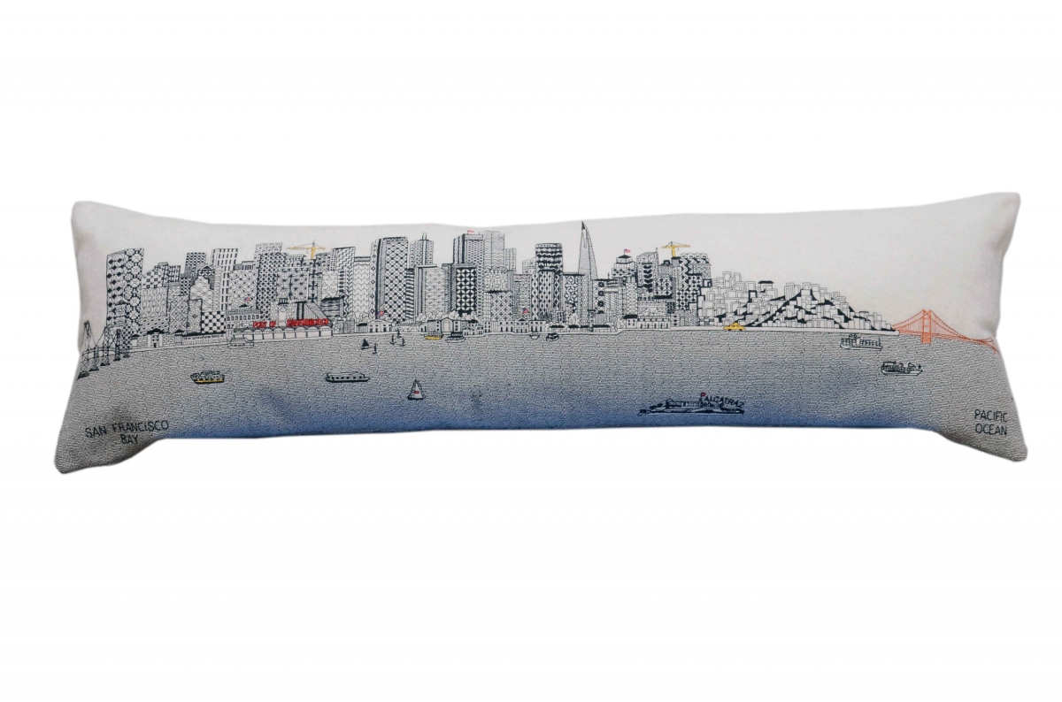 482465 45 in. San Francisco Daylight Skyline Lumbar Decorative Pillow, White