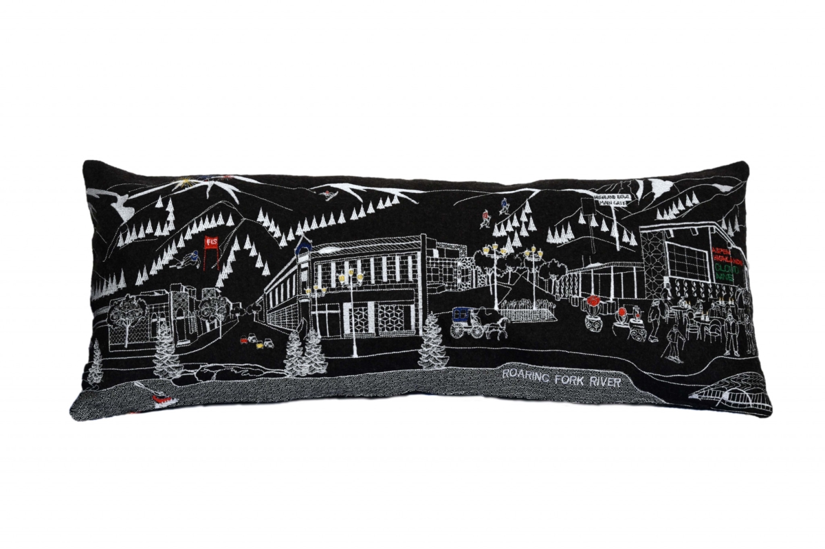 35 in. Aspen Nighttime Skyline Lumbar Decorative Pillow, Black & Grey