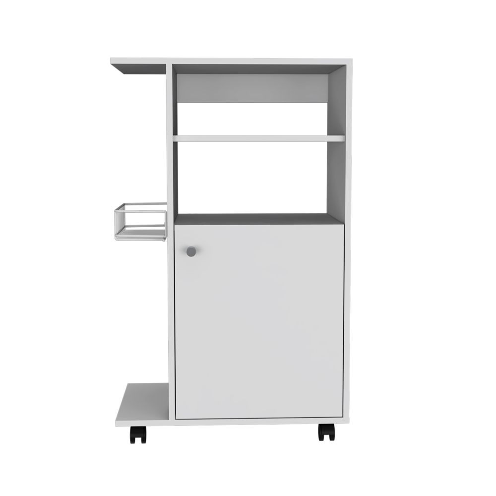 Contemporary Rolling Kitchen Cart, White
