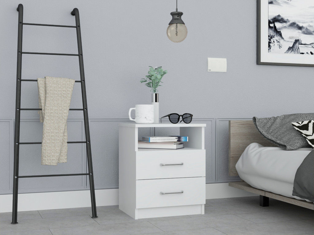Modern & Stylish Particle Bedroom Nightstand, White