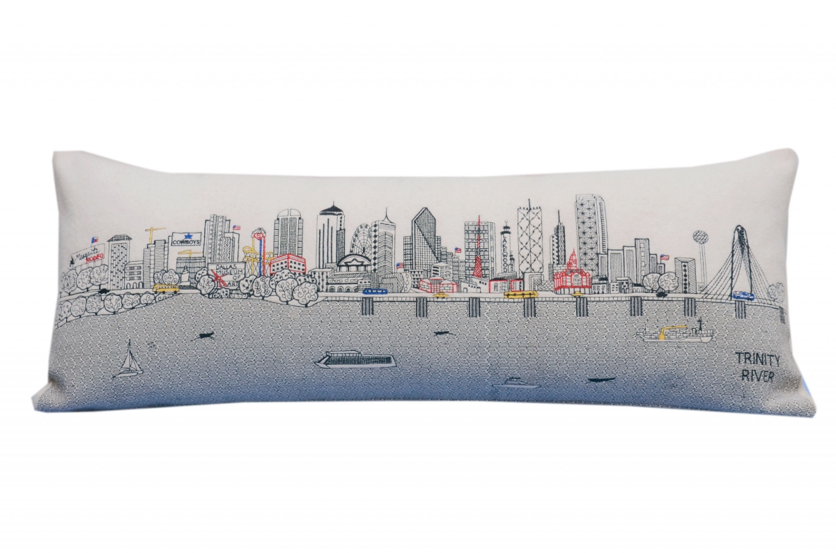 35 in. Dallas Daylight Skyline Lumbar Decorative Pillow, White