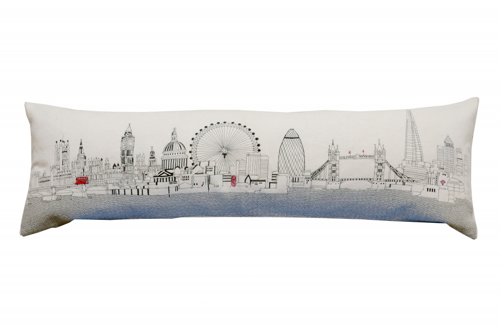 45 in. London Daylight Skyline Lumbar Decorative Pillow, White