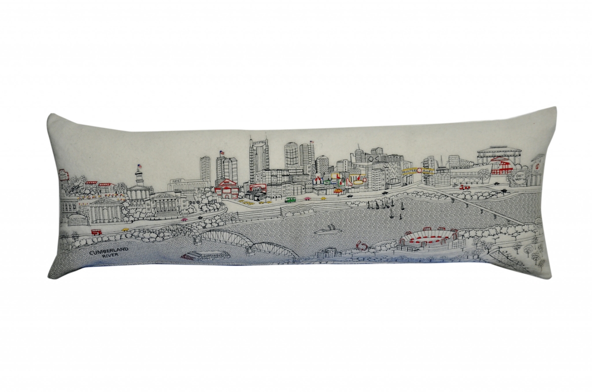 45 in. Nashville Daylight Skyline Lumbar Decorative Pillow, White