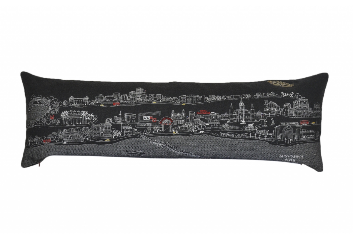45 in. New Orleans Nighttime Skyline Lumbar Decorative Pillow, Black & Grey