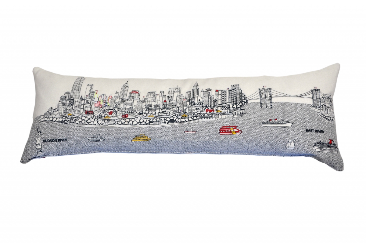 45 in. Nyc Daylight Skyline Lumbar Decorative Pillow, White